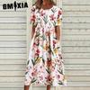 Summer Mid-rise Women's Casual Crew Neck Print Swing Women's Dress