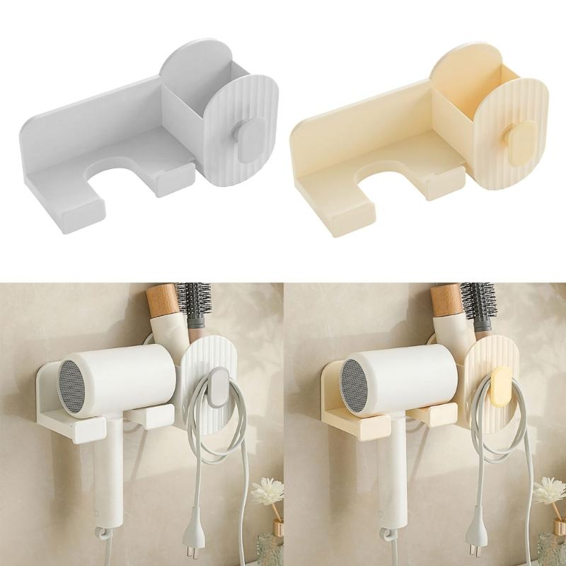 Adhesive Bathroom Hair Dryer Holder Vanities Storage Station For Styling Tools Makeup Accessories Easy Installation