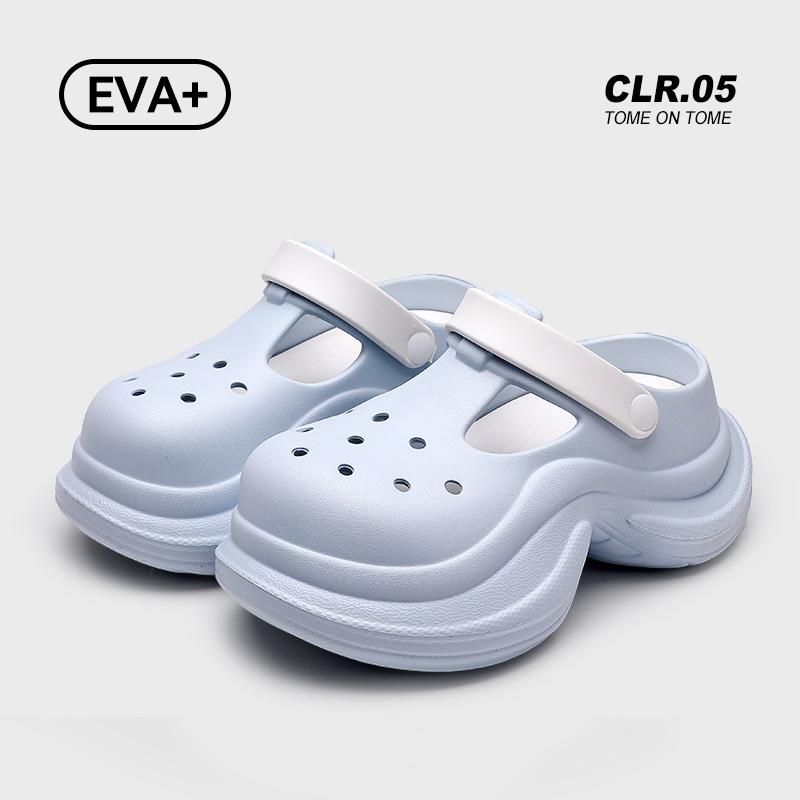 Small Yellow Flower Pearl Hole Shoes Women's Summer New Breathable Comfortable Heightening Thick-soled Outer Bag Head Slippers