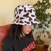 Fashion Cow Print Hat White Black Bucket Hat Reversible Fisherman Caps Summer Hats For Women Gorras