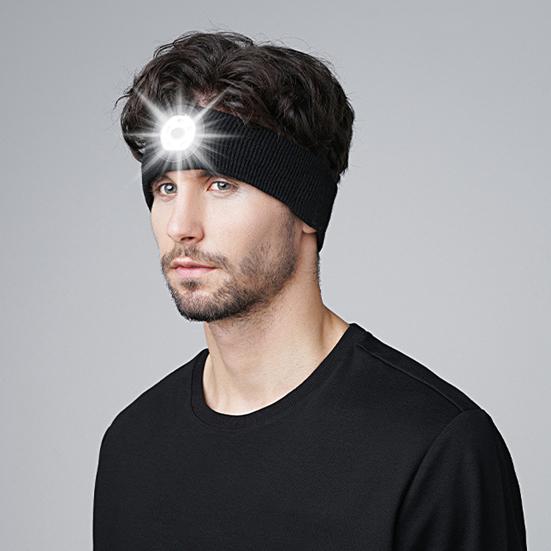 Sweat Headband High Brightness Detachable Light 3 Light-Modes Long Endurance Non-Slip Illumination Breathable
