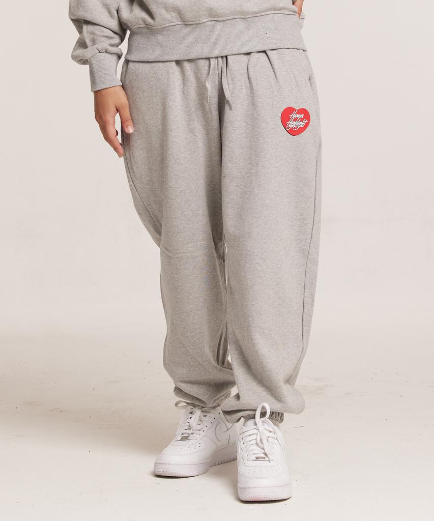 CREAM SODA LAB Human Highlight Heart Jogger Pants Gray Red