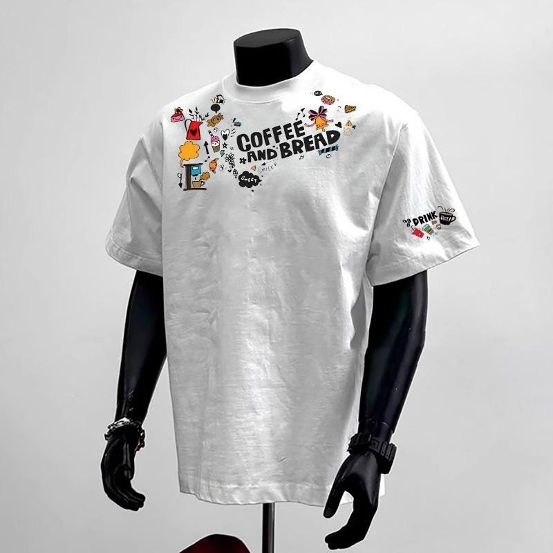 Loose Short Sleeve Summer New Round Neck T-Shirt for Men Simple Steel Logo Versatile Casual Half Sleeve