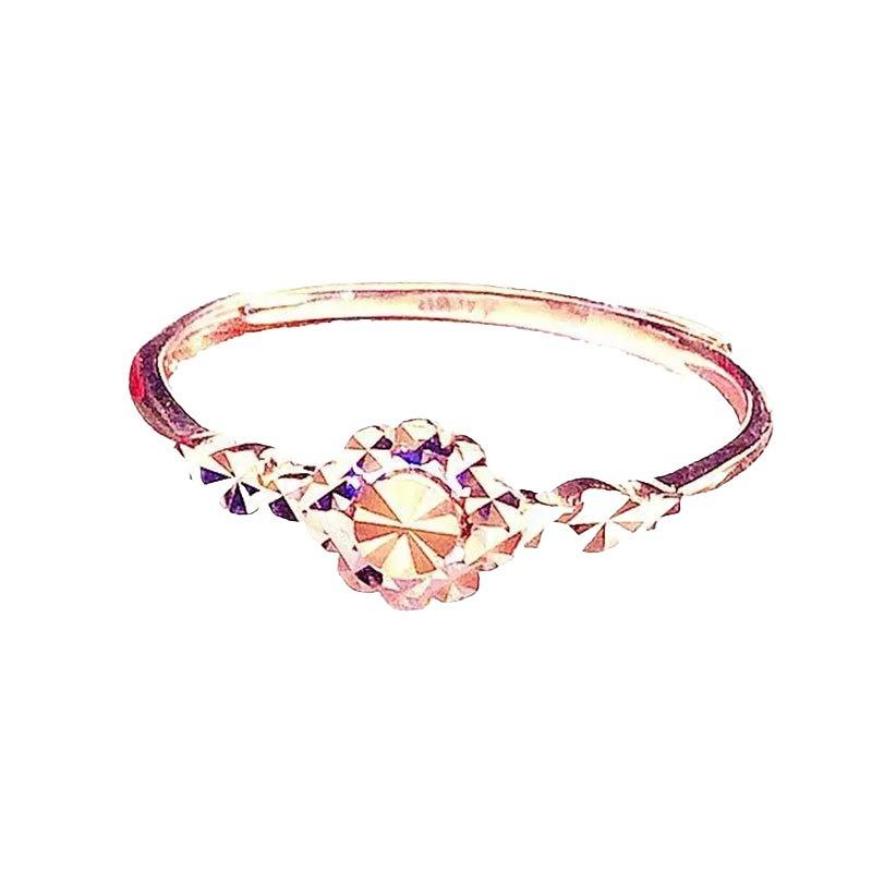 Purple Gold Small Flower Ring, Simple Personalized Rose Gold Plated Round Car Flower Ring Jewelry For Women