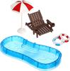 Миниатюрный кукольный домик Бассейн Аксессуар Мини Пляж Аксессуары для кукольного домика Мини Пляжное кресло Зонтик Круг для плавания Модель бассейна