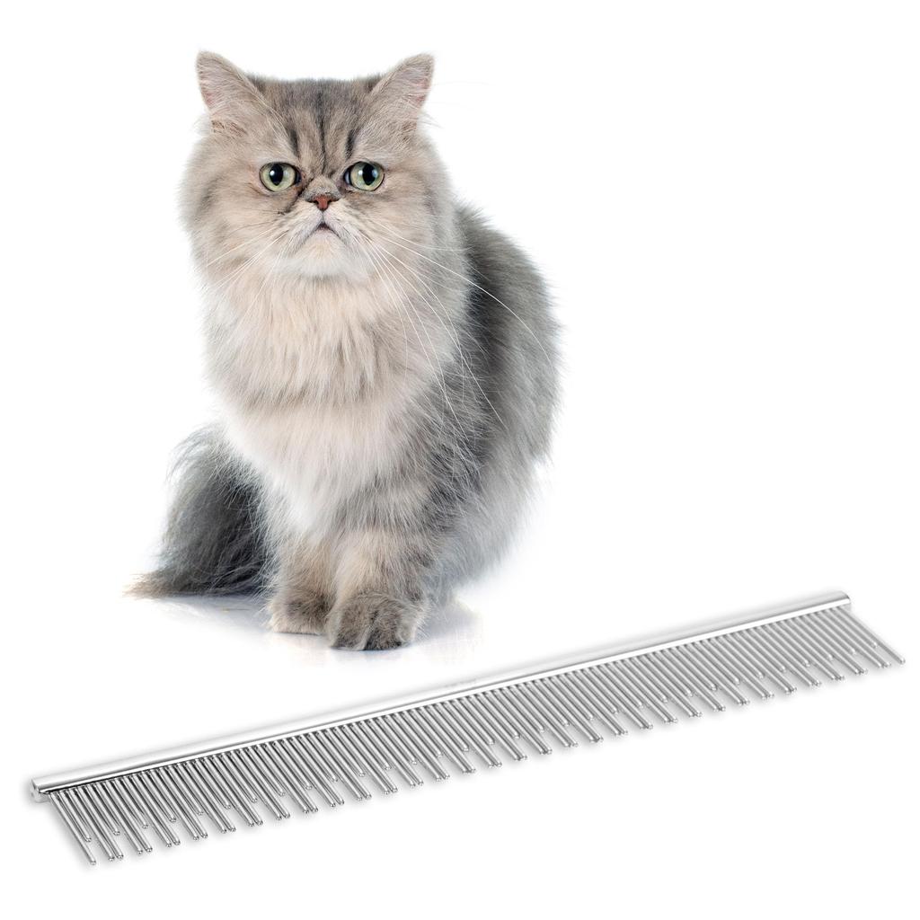 Eye Envy ProGlide Cat Comb for Long Haired Cats Comb Removes Undercoat and Excess Hair Removes Tangles and Knots Prevents Mat Fur Dual Tooth Comb