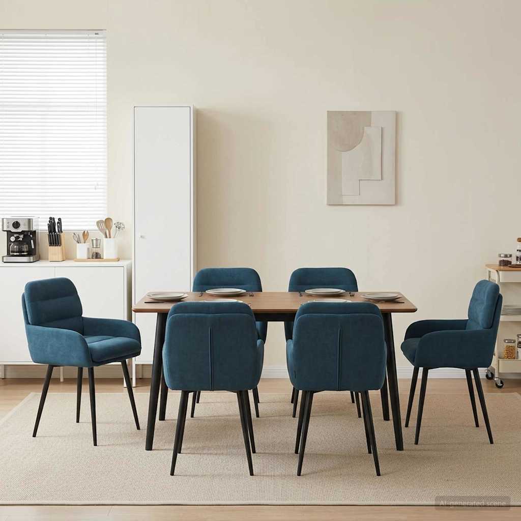 Dining Chairs 6 pcs Velvet Blue 59 x 59.5 x 90 cm