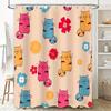 Creative Bath Shower Curtain Featuring Colorful Cartoon Cats Design for Home Bathroom Decor
