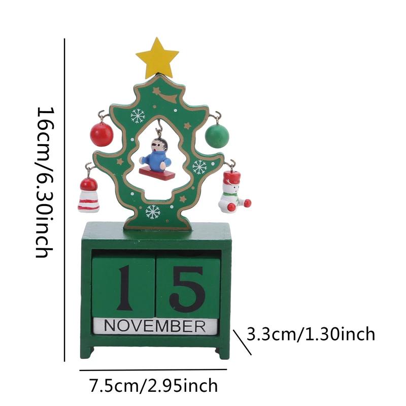 2pcs Christmas Wooden Calendar Ornament Countdown Santa Claus Snowman DIY for Tabletop Ornaments Christmas Decoration 2026
