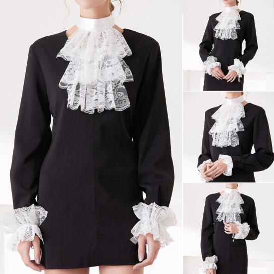 Шейный платок с кружевной вышивкой в стиле ретро, многослойный дизайн, дворцовый воротник