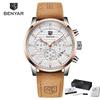 BENYAR Watches Men Top Luxury Brand Chronograph Sport Man Watch Military Leather Clock Quartz Wristwatch Relogio Masculino 5104
