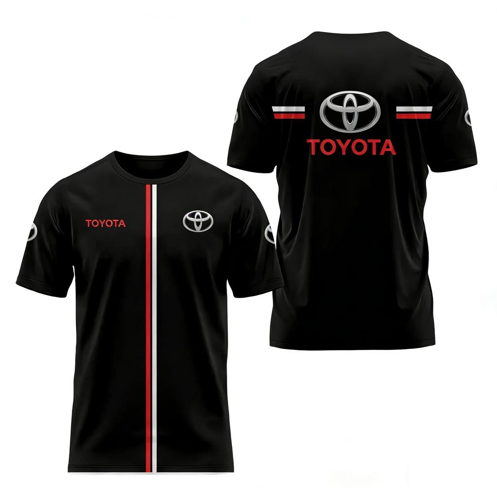 Toyota Logo Racing Round Neck Short Sleeve T-Shirt Casual Fashion Summer Sports Unisex Large Size Top for Men and Women