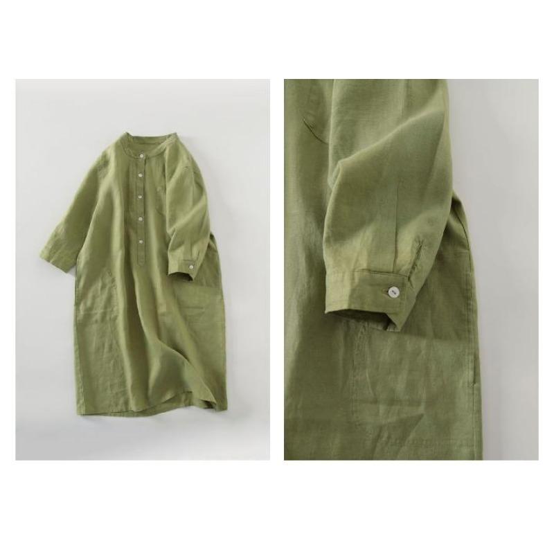 Платье женское однотонное повседневное платье-рубашка из конопли, свободное, утягивающее, большого размера, с рукавами, длинная юбка