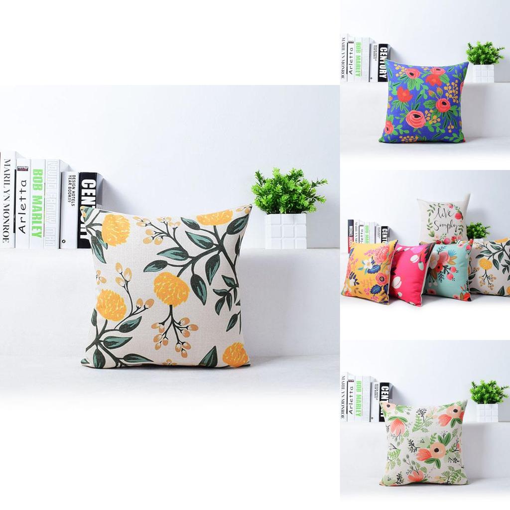 Chic Vivid Flower Floral Plants Linen Pillow Case For Decorative Cushion Style 18