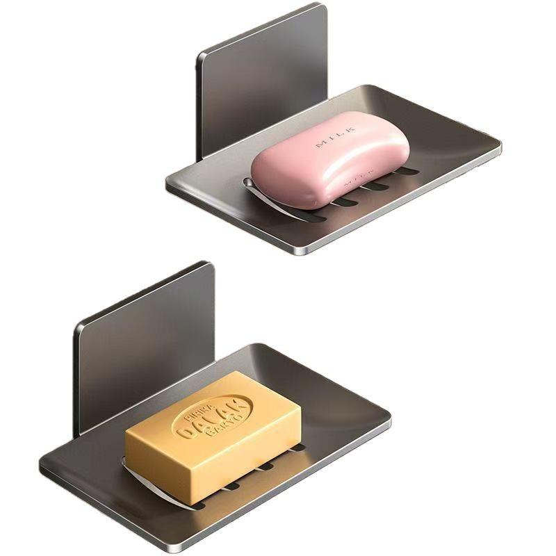 Настенная самоклеящаяся мыльница из нержавеющей стали – Без сверления, с дренажом.