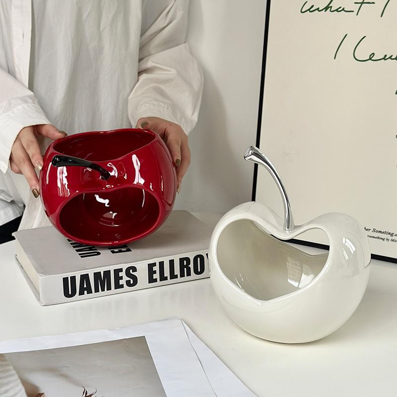 Creative Three-dimensional Apple Ceramic Storage Tray Countertop Ornament Modern Delicate Fruit Apple Shape Fruit Plate Decor