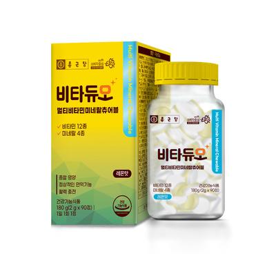 Chong Kun Dang Vita Duo Мультивитамины Минералы Жевательные 2 г x 90 таблеток, 1 коробка, запас на 3 месяца, Корейская здоровая пища