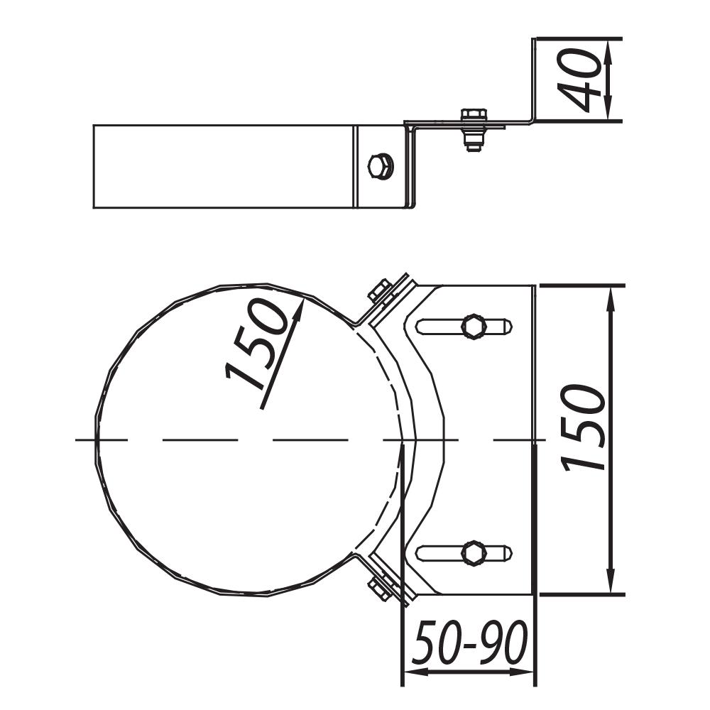 ADAM GAS Настенный кронштейн fi 100/150