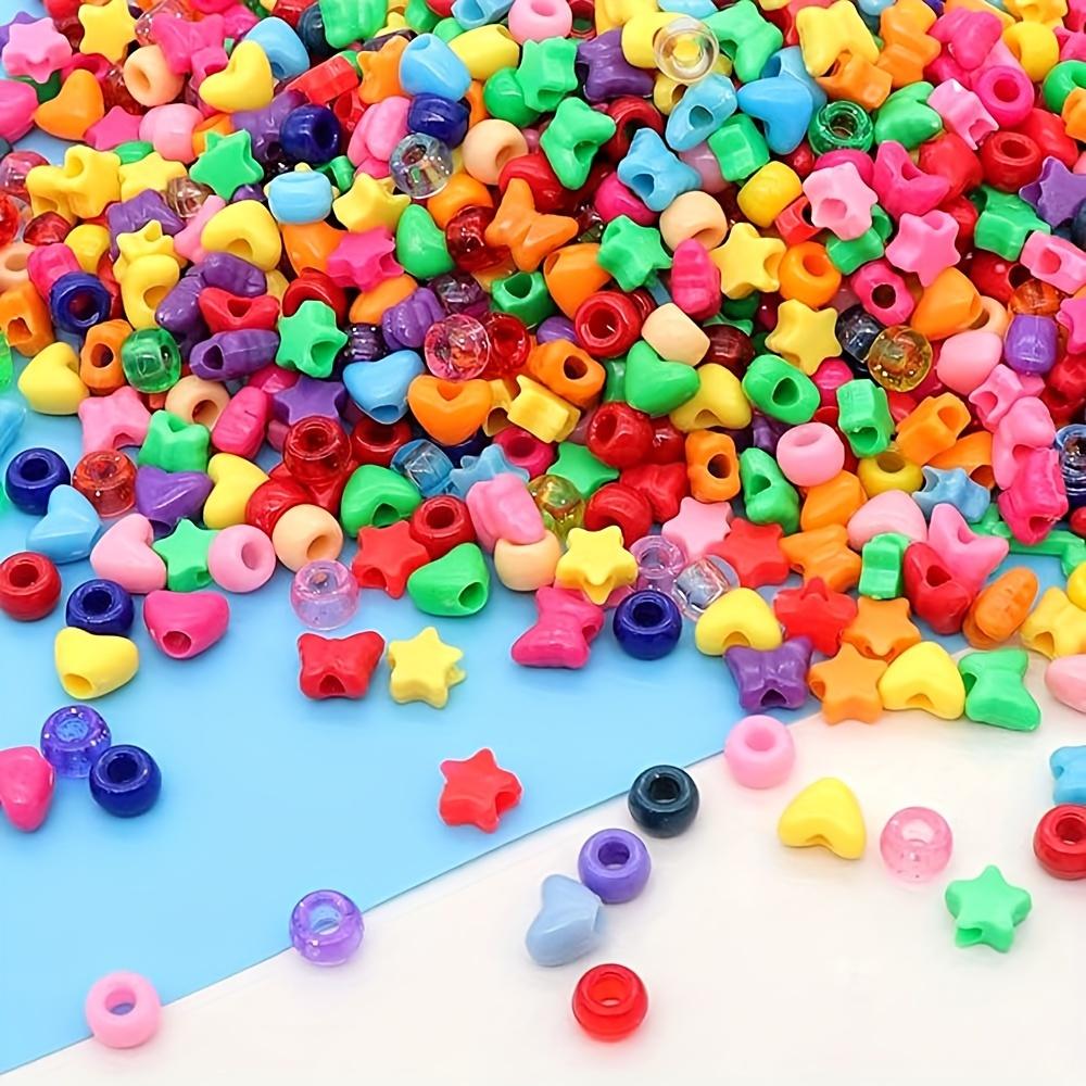 20/40/60 г разноцветные пластиковые бусины маленькие перфорированные бусины для творчества бусины в форме звезд, сердец, цветов для браслетов бусины для плетения волос бусины для изготовления украшений