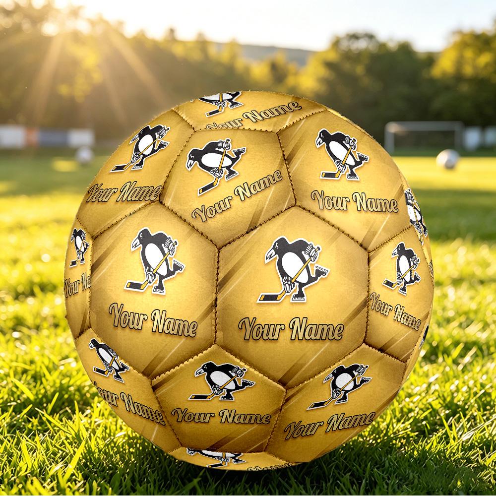 Pittsburgh Penguins Size 5 Football, Custom Name Text Personalized Soccer Ball Sport Training Gift