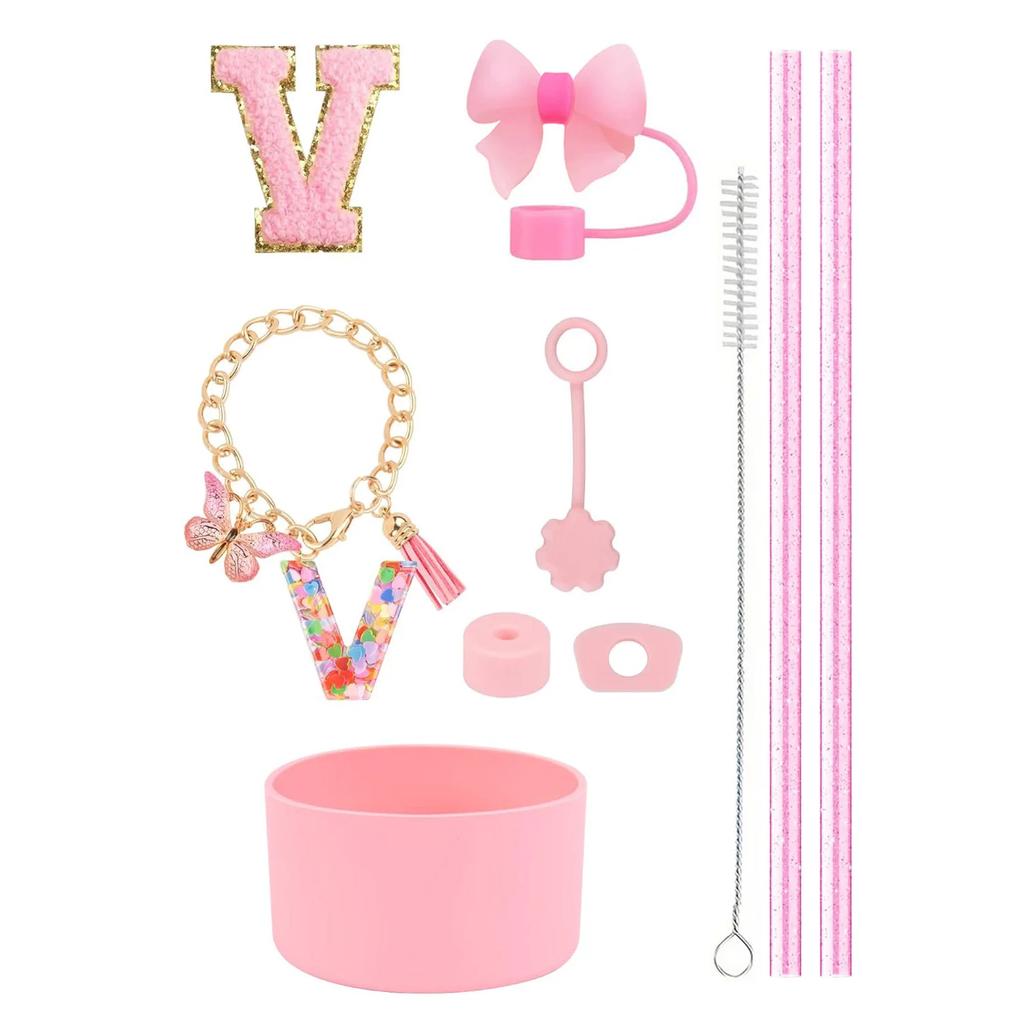 Набор из 10 аксессуаров для стакана Stanley 30 унций 40 унций: крышка для соломинки, крышка, чехол, стоппер от проливания, брелок с буквой, наклейка