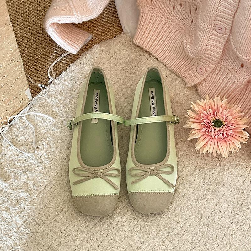 Туфли-лодочки женские в стиле ретро-балетки с плоским дном и неглубоким носком 2025 года, универсальные туфли Мэри Джейн с круглой подошвой и мягкой подошвой