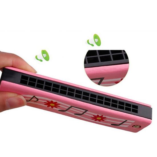 Детская двухрядная деревянная гармошка с 16 отверстиями, музыкальные инструменты, развивающая игрушка