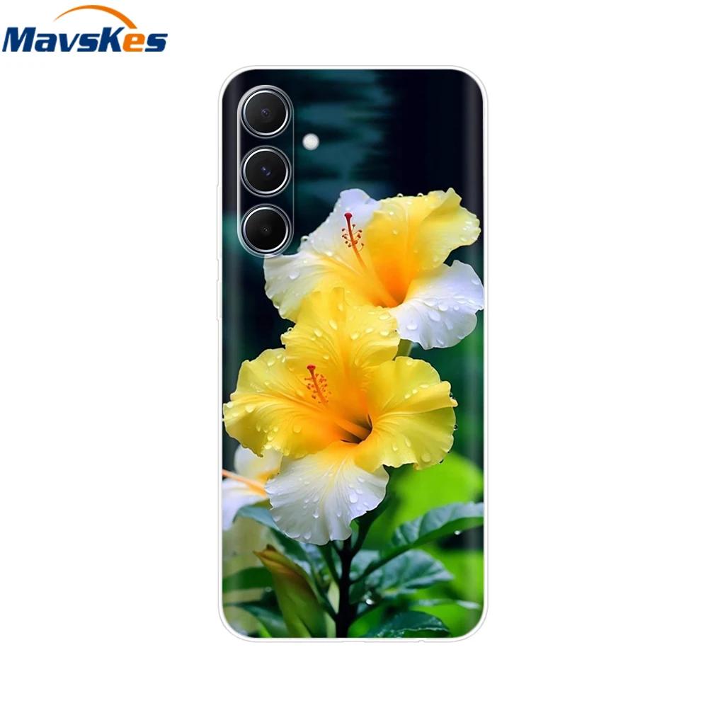 Чехол для Samsung Galaxy M35 M55 Милый Цветок Мягкий Силиконовый Задний Чехол для Coque Samsung M 55 M 35 5G Чехол для Телефона Fundas Чехлы