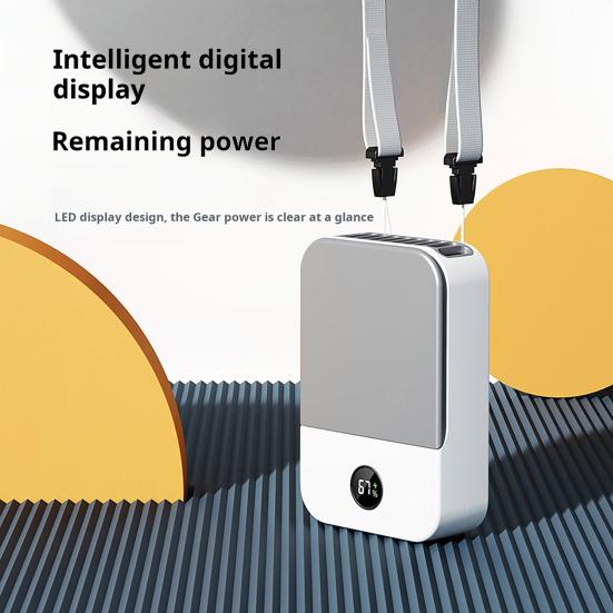Portable Neck Fan with 3 Speed Settings Digital Display Low Noise Rechargeable Silent Air Conditioner Cooling Fan with Waist Clip