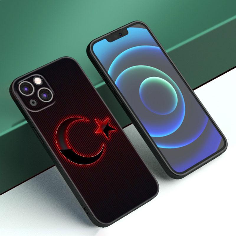 Turkey Turkish Flag Black Silicone Phone Case For Apple iPhone 12 13 Mini 11 14 15 Pro Max 7 8 Plus X XR XS SE 2020 2022