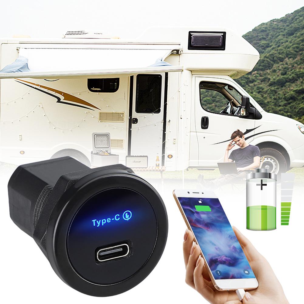 Адаптер-розетка типа RV PD 30 В 12 В/24 В для быстрой зарядки автомобиля, розетка Type C для автомобиля, лодки, морского транспорта, квадроцикла, автобуса, грузовика, гольф-кара
