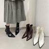 Temperament High-heeled Short Boots Women's 2025 New French Thin-heeled Pointed Thin Boots Niche Temperament Soft Leather Elastic