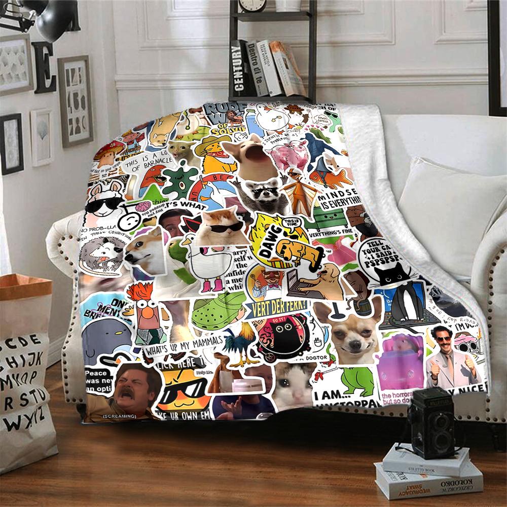Retro Cartoon Characters Blanket Soft Throw Blanket For Home Bedroom Bed Sofa Travel Office Solid Christmas Blanket