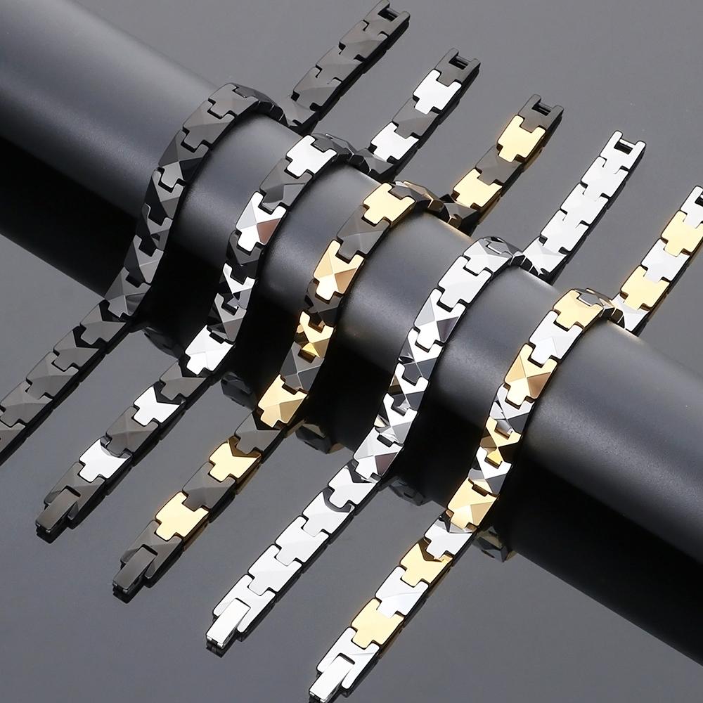 Мужской терапевтический германиевый магнитный браслет, вольфрамовая пулевая цепочка, регулируемый, с отрицательными ионами, для здоровья, не царапается