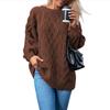 New Autumn and Winter Knitted Twist Loose Round-neck Knitted Sweater, Thickened Pullover Sweater with Thick Stitches