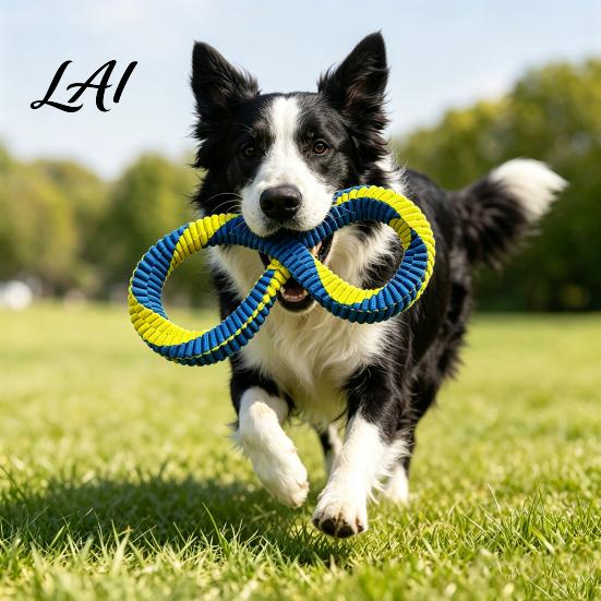 Training Toys for Aggressive Chewers Dog Tug Toy Nylon 8-Shaped Chew Interactive Teeth Cleaning Dogs Rope Chewers Outdoor Training of War