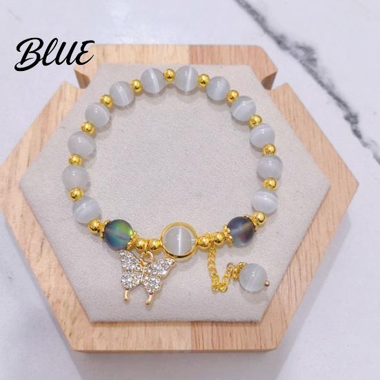 Birthday Gift Bracelet Women with Elastic Cord Butterfly Pendant Tassel