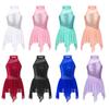 Kids Girls Sleeveless Sequins Cutout Back Leotard Dress for Lyrical Modern Contemporary Ballroom Dance