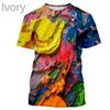 Новая модная футболка с короткими рукавами для мужчин и женщин с 3D-принтом Rainbow Corlorful, топы, пуловер, футболка для мужчин