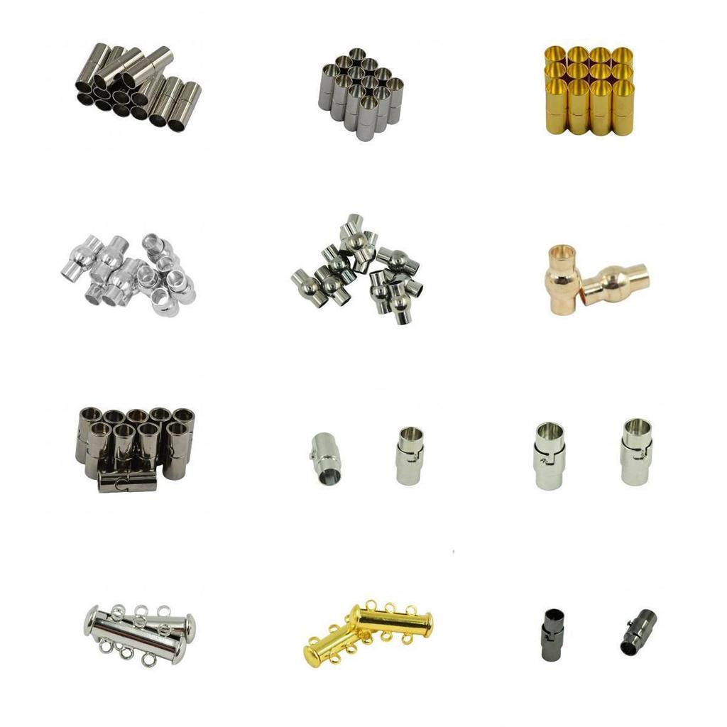 12 Sets Plated Leather Kumihimo Magnetic Clasp Jewelry DIY Making