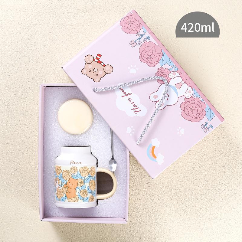 Милая креативная ретро кружка Интернет-знаменитость кролик цветок животное керамическая чашка женская домашняя офисная чашка кролик