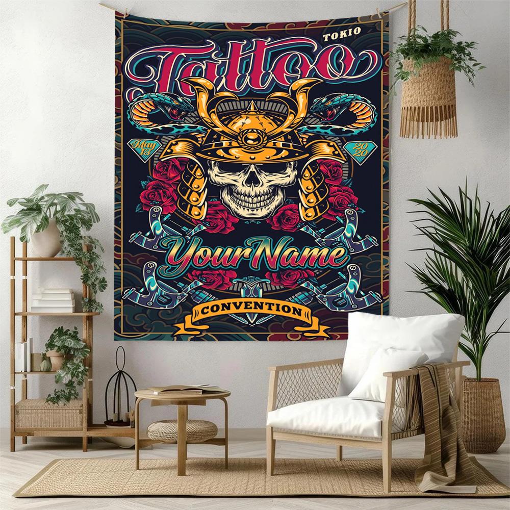 Tattoo Style Custom Your Name Wall Decor Tapestry Art For Pet Memorial Birthdaywedding Party Backdrop Family Gift