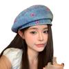 Love Cowboy Beret Women Spring and Summer Versatile Face Small Beret Big Head Circumference Painter Hat Tide