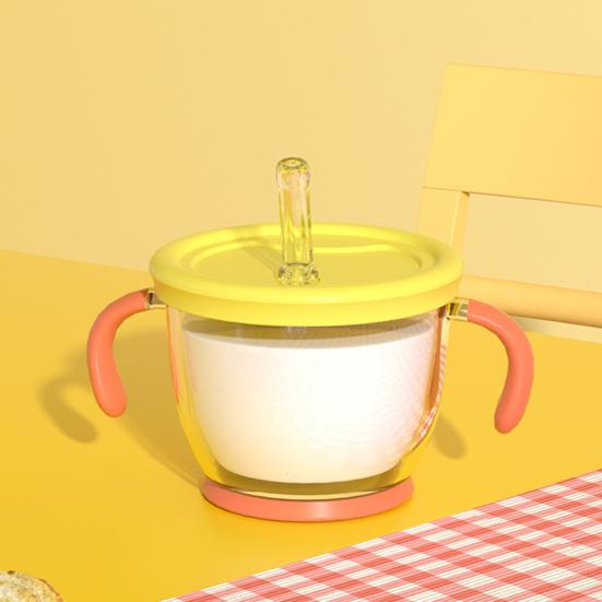 150ml Drinking Cup with Handles Baby And Toddler Sippy Cup Capacity Silicone Straw Easy-to-Grip Handle Mini Cup Reusable Children Tumbler