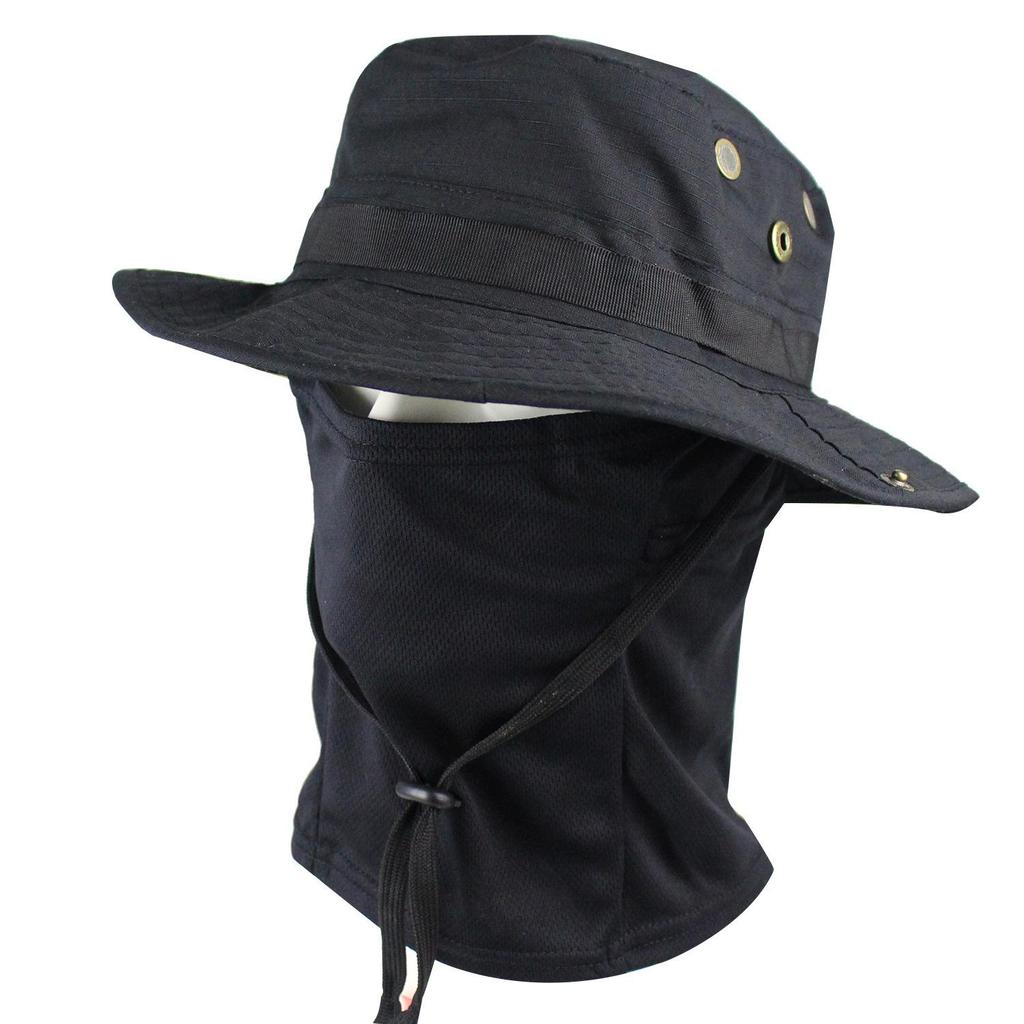 Camouflage Round Brim Hat & Balaclava Set: Sun Protection for Summer Mountain Climbing