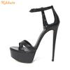 Fashion Black/Nude PU Rivet Women Sandals Cross Strap Platform Stiletto High Heels Open Toe Women Fashion Sandals Summer New Shoes