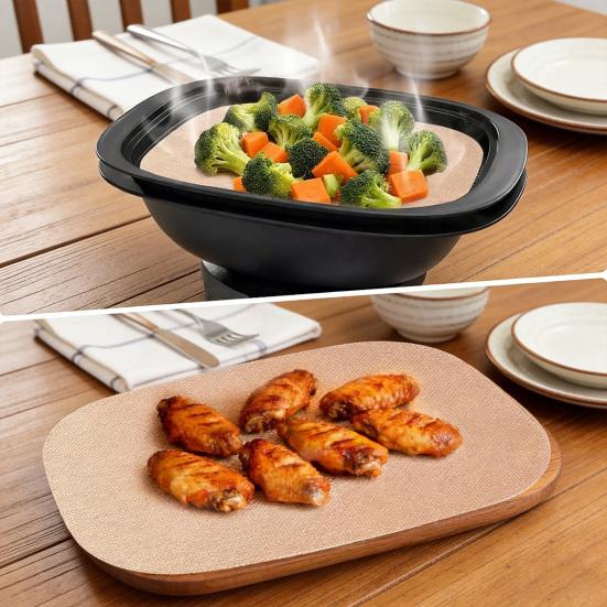 2Pcs Baking Mat Non-Stick Coating Heat Resistant Dishwasher Safe Non-stick Oven Liner Reusable Steam Cooking Accessory for Thermomix