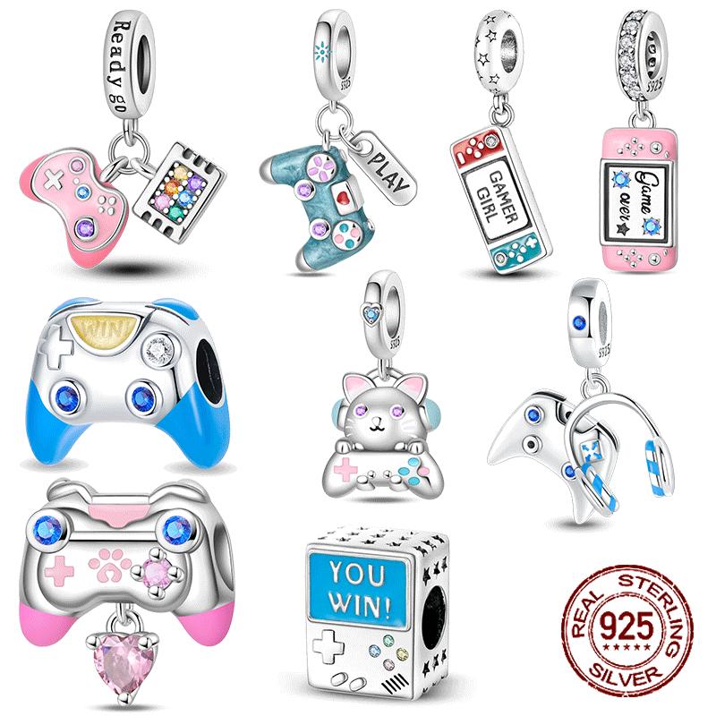 Медный геймпад контроллер играть игры консоль шармы подходят оригинальные бусины браслет для женщин ювелирные изделия подарок для изготовления