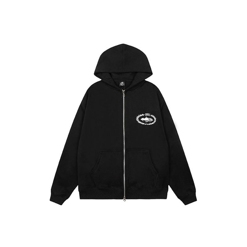 Men Women Streetwear Hooded Zip-Up Sweatshirt Jogger Pants Set Cotton Casual Outfit