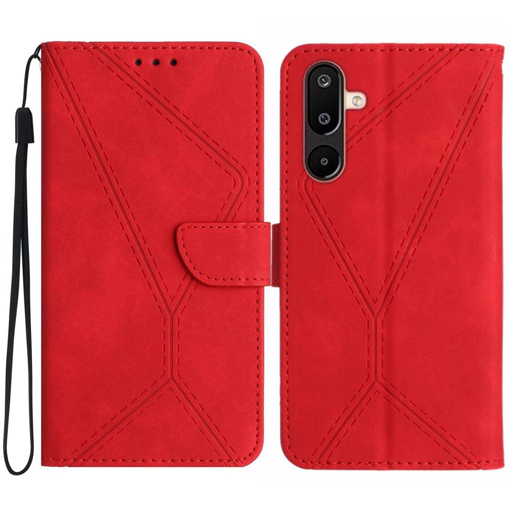 For Samsung Galaxy M36 5G Case Skin Touch Lines Imprinted PU Leather Flip Phone Cover